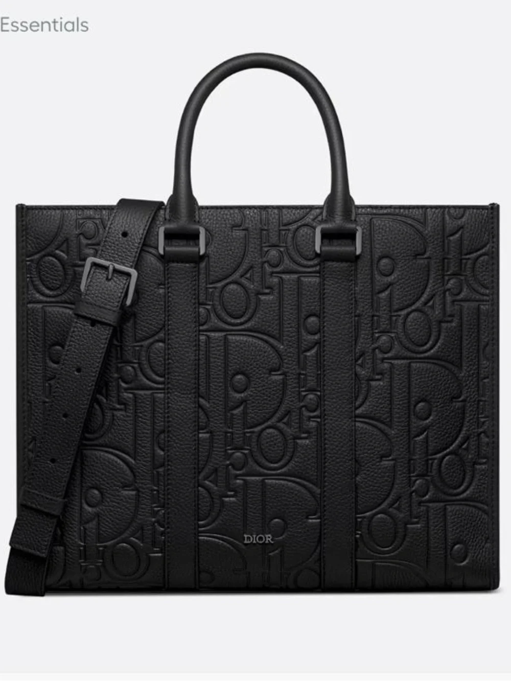 Black Dior Embossed Logo Briefcase Tote